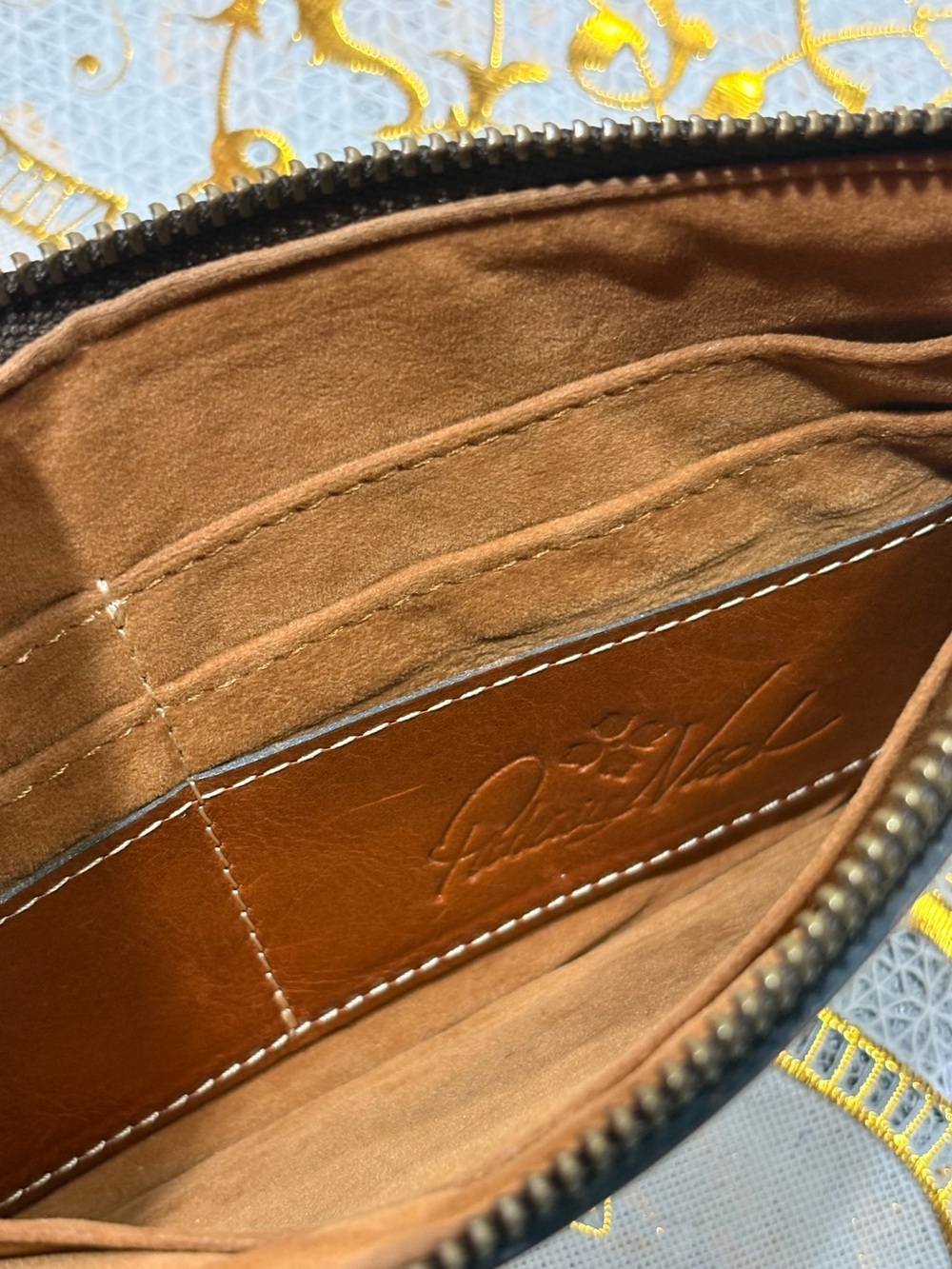 Patricia Nash St. Croce leather wristlet in a rich cognac brown - Picture 4 of 4